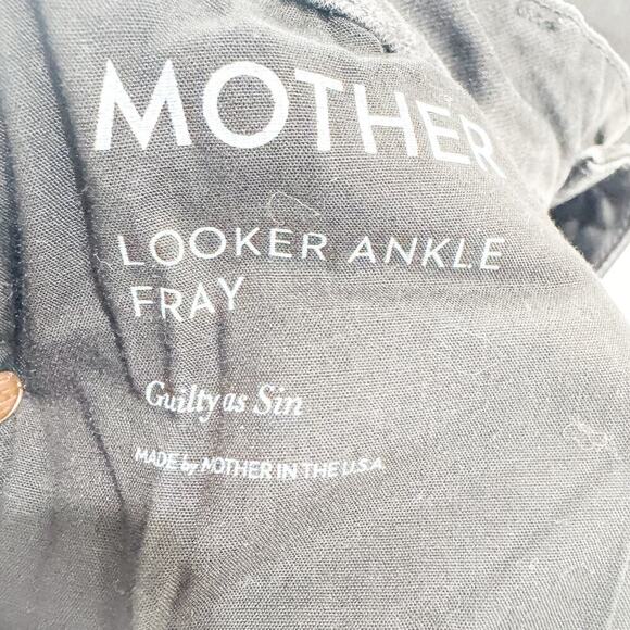 Mother Looker Ankle Fray Guilty as Sin Black Denim Jeans Ripped Raw Hem Size 29 - Picture 6 of 9